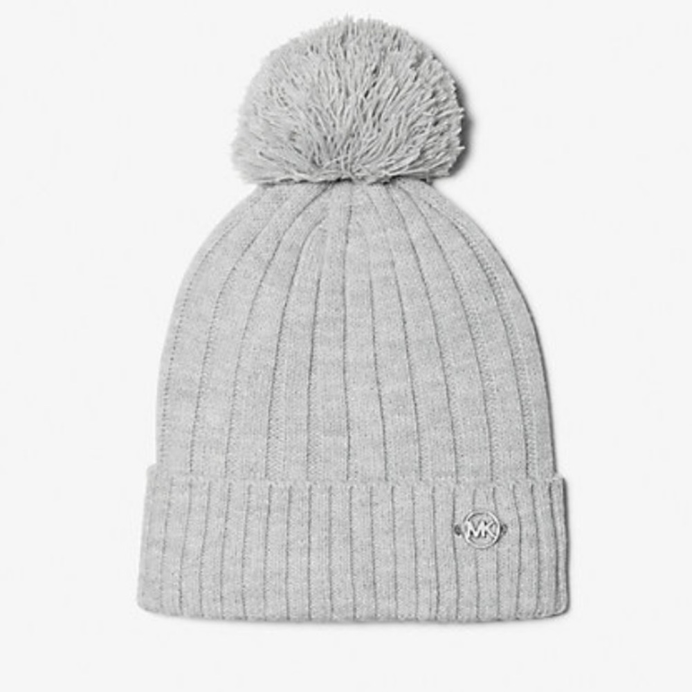 Michael Kors Ribbed Knit Hat with Pom Pom
